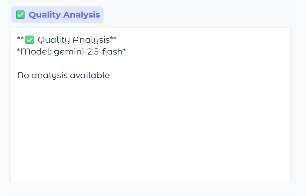 Quality Analysis